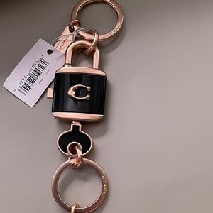 Coach Black and Rose Gold Padlock Key Holder or Charm Very Cool Coach
